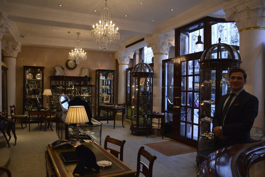 Inside upscale jewellery store, Bentley & Skinner with Joanna Hardy