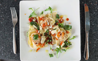Chorizo Ravioli with Tomato Sauce