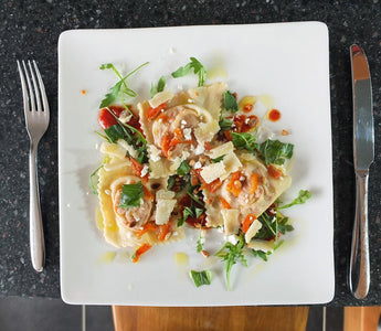 Chorizo Ravioli with Tomato Sauce